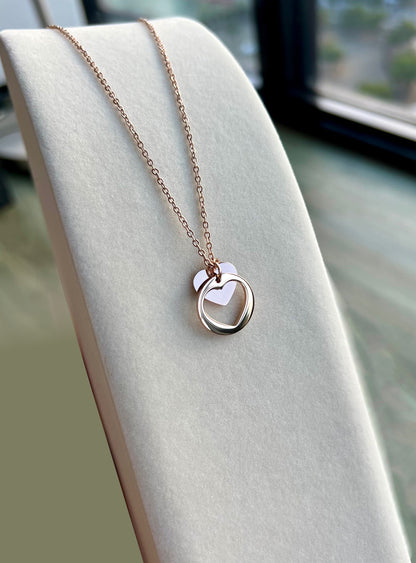 Round Cutout HEART - Rose Gold 18K PVD Coated Stainless Steel Necklace