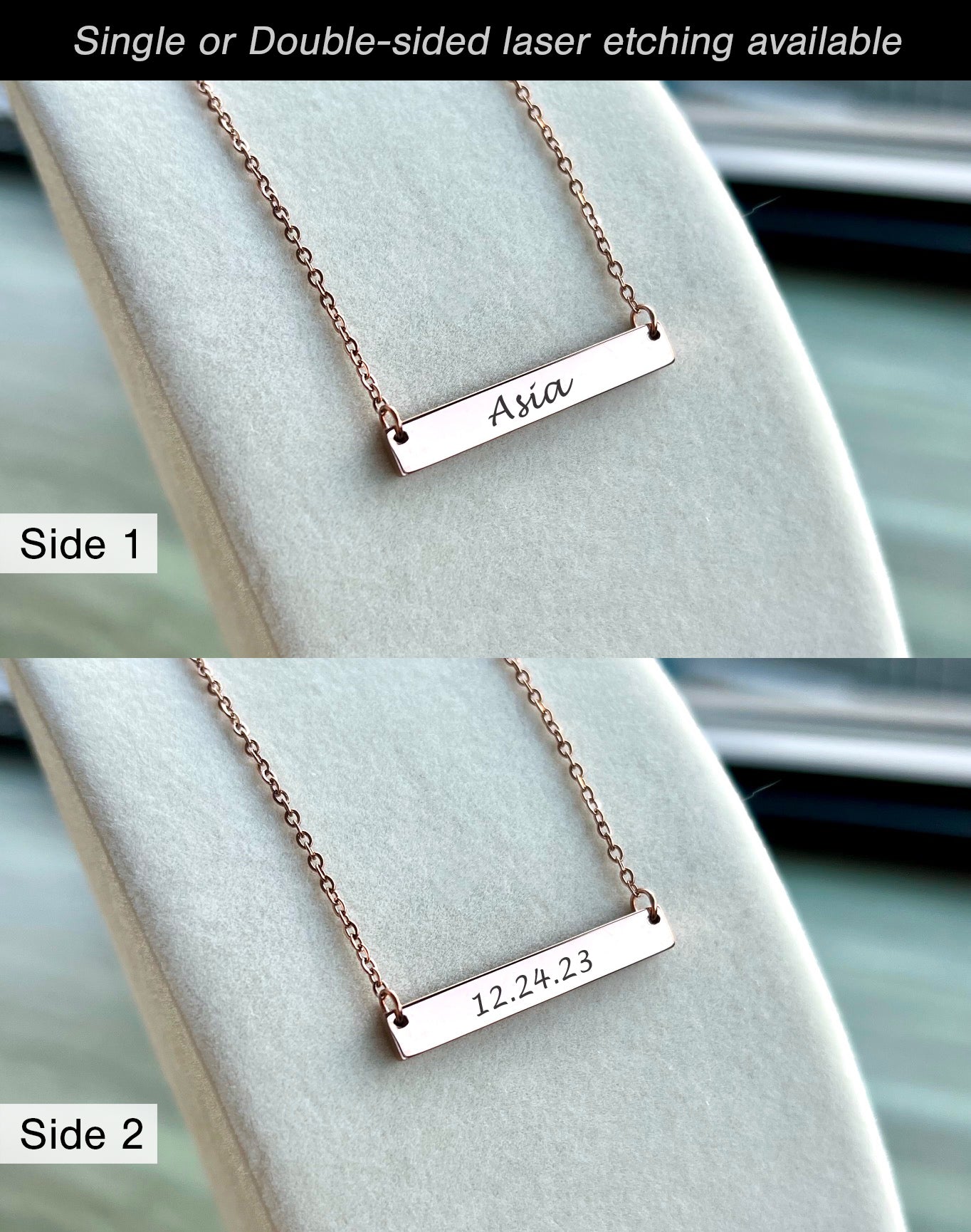 18K PVD Coated Stainless Steel BAR Necklace