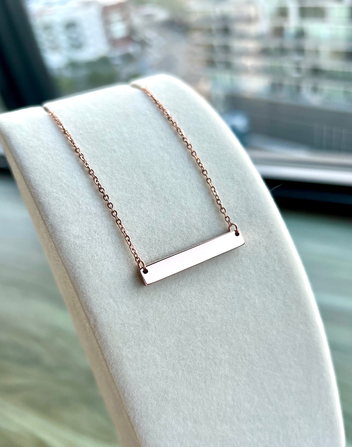 18K PVD Coated Stainless Steel BAR Necklace