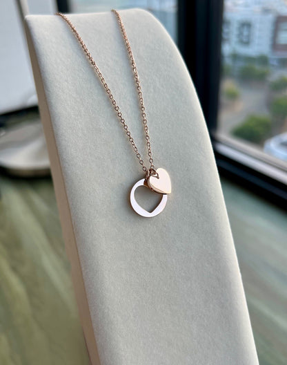 Round Cutout HEART - Rose Gold 18K PVD Coated Stainless Steel Necklace