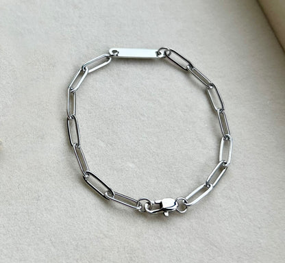 18K PVD PAPERCLIP Stainless Steel Bar Bracelet